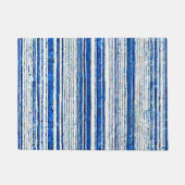 水彩青白ストライプのモダン ドアマット (正面)