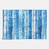 水彩青白ストライプの キッチンタオル (横)