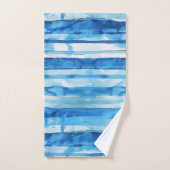水彩青白ストライプの バスタオルセット (ハンドタオル)