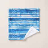 水彩青白ストライプの バスタオルセット (ウォッシュタオル)