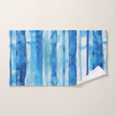 水彩青白ストライプの バスタオルセット (ハンドタオル)