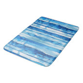 水彩青白ストライプの バスマット (アングル)