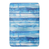 水彩青白ストライプの バスマット (正面縦)