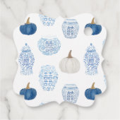 水彩青白パンプキン 秋のブライダルシャワー フェイバータグ (裏面)