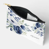 水彩青白フローラブーケ アクセサリーポーチ (見開き)