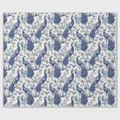 水彩青白中国孔雀チノセリ ラッピングペーパー (フラット)