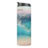 水彩青白海波カスタム写真名 タンブラー (回転右)