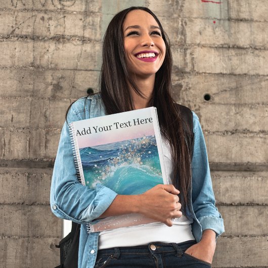 水彩青白海波カスタム写真名 ノートブック