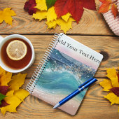 水彩青白海波カスタム写真名 ノートブック