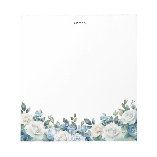 水彩青白牡丹ユーカリカスタム ノートパッド (正面)