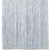 水彩青白色彩の鮮やかストライプのビーチ シャワーカーテン (正面)