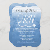 水彩青看護RNナース卒業パーティー 招待状 (正面/裏面)