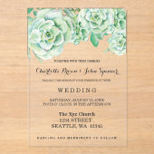 水彩青磁の多肉性結婚式招待状 アクリル招待状 (正面)