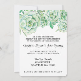 水彩青磁の多肉性結婚式招待状 招待状