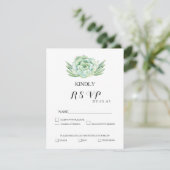 水彩青磁の多肉結婚式rsvp 出欠カード (スタンド正面)