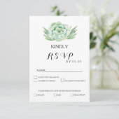 水彩青磁の多肉結婚式rsvp 出欠カード (スタンド正面)