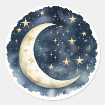 水彩青空と金の月 ベビーシャワー