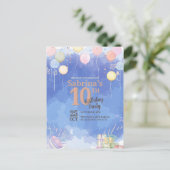 水彩青空風船招待状カード インビテーションポストカード (スタンド正面)