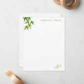 水彩青竹離れ製モノグラモダンム ノートカード (正面/裏面インサイチュ)