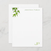 水彩青竹離れ製モノグラモダンム ノートカード (正面/裏面)