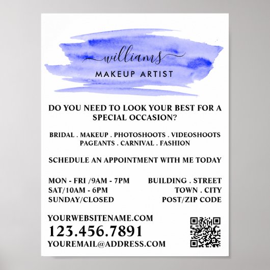 水彩青筆のメイクアップアーティスト ポスター (正面)