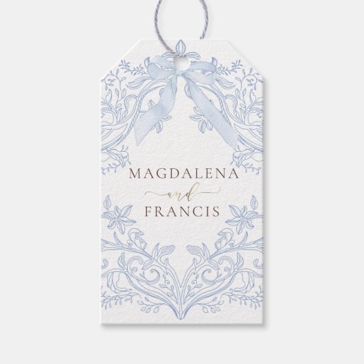 水彩青紋婚禮贈品標籤 ギフトタグ (正面)