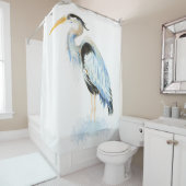 水彩青素晴らしアオサギ シャワーカーテン (インサイチュ)