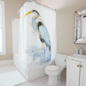 水彩青素晴らしアオサギ シャワーカーテン (インサイチュ)