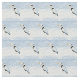 水彩青素晴らしハロン鳥画 ファブリック