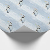 水彩青素晴らしヘロンバード自然デザイン ラッピングペーパー (角)