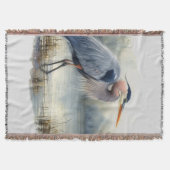 水彩青素晴らしヘロン水鳥野生動物 スローブランケット (正面)