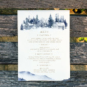 水彩青素朴山のメ結婚ニュー・カード 招待状