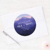 水彩青素朴山キャンドルラベル ラウンドシール (封筒)