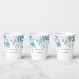 水彩青素朴野草地結婚の 紙コップ