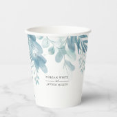 水彩青素朴野草地結婚の 紙コップ (正面)