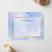 水彩青紫グラデーション金ゴールド ノートカード (正面/裏面インサイチュ)