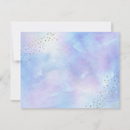 水彩青紫グラデーション金ゴールド ノートカード (裏面)