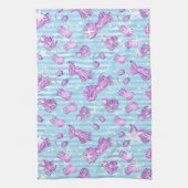 水彩青紫色かわいい冬のアクセサリー キッチンタオル (縦)