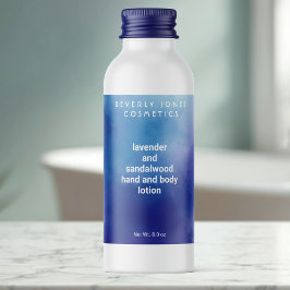 水彩青紫色の化粧品ボトルラベル スパークリングワインラベル