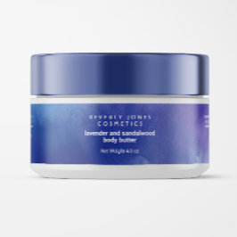 水彩青紫色の化粧品瓶ラベル ラップアラウンドラベル