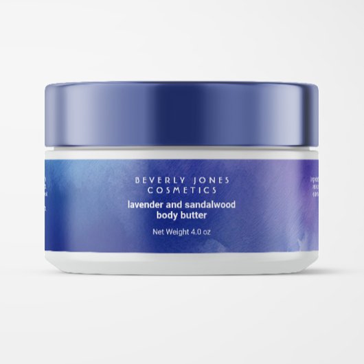 水彩青紫色の化粧品瓶ラベル ラップアラウンドラベル