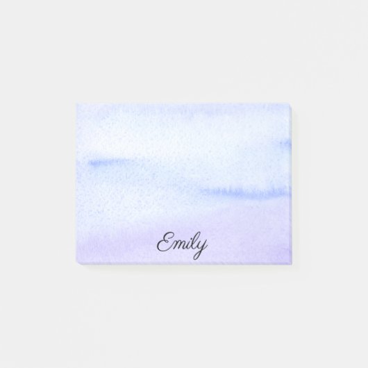 水彩青紫色の名前を追加かわいらし ポストイット (正面)
