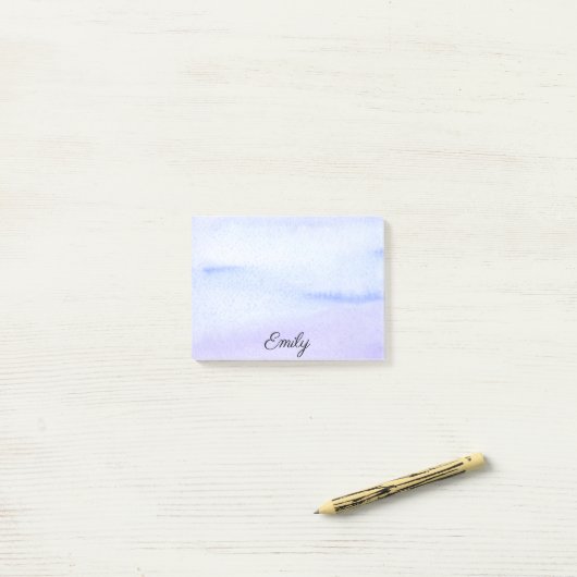 水彩青紫色の名前を追加かわいらし ポストイット (デスク上)