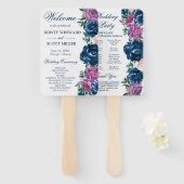 水彩青紫色の夏の花結婚の ハンドファン (正面&裏面)