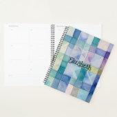 水彩青紫色の格子模様 プランナー手帳 (ディスプレー)