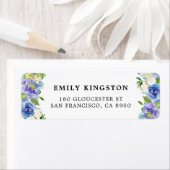 水彩青紫色の花住所 シール (インサイチュ)