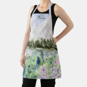 水彩青紫色の花草山 エプロン (インサイチュ)