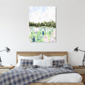 水彩青紫色の花草山 キャンバスプリント (インサイチュ (寝室))