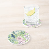 水彩青紫色の花草山 コースター (側面)