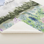 水彩青紫色の花草山 シェルパブランケット (3/4)